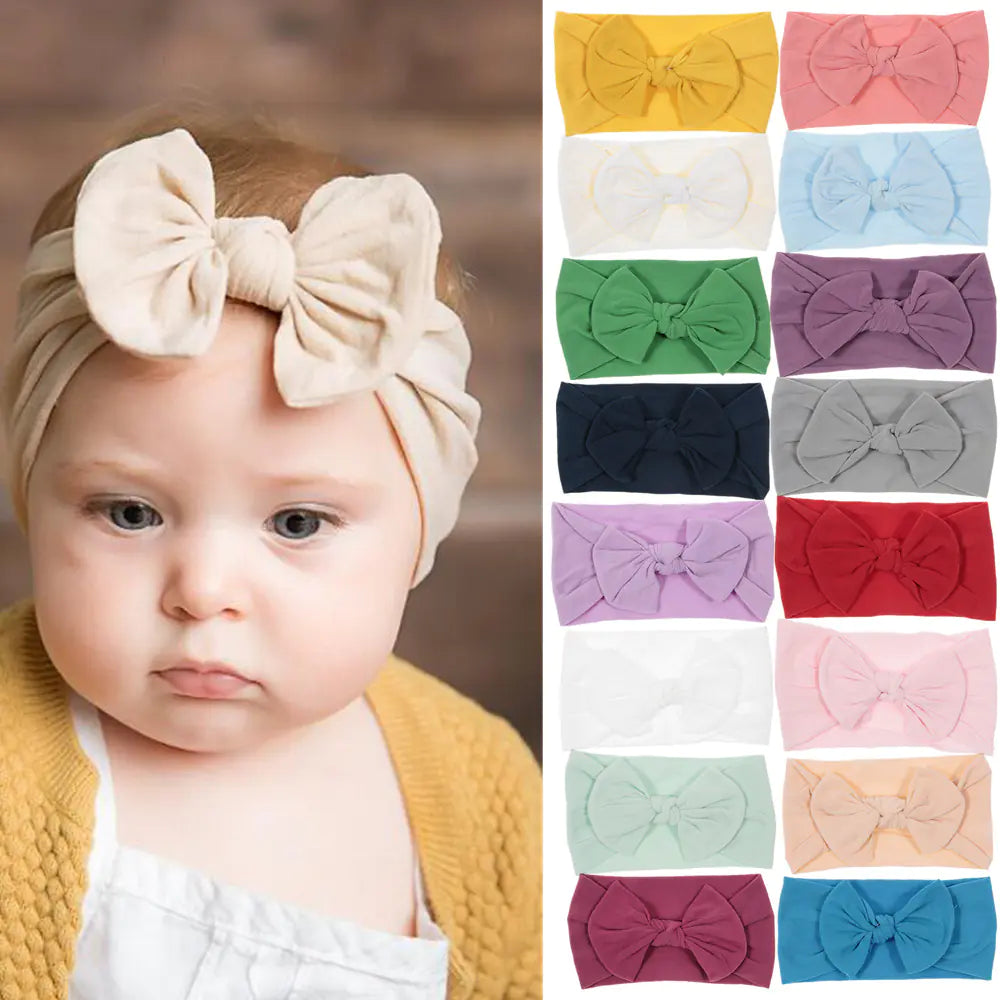 Bohemian Style Baby Nylon Headband with Bow Decor
